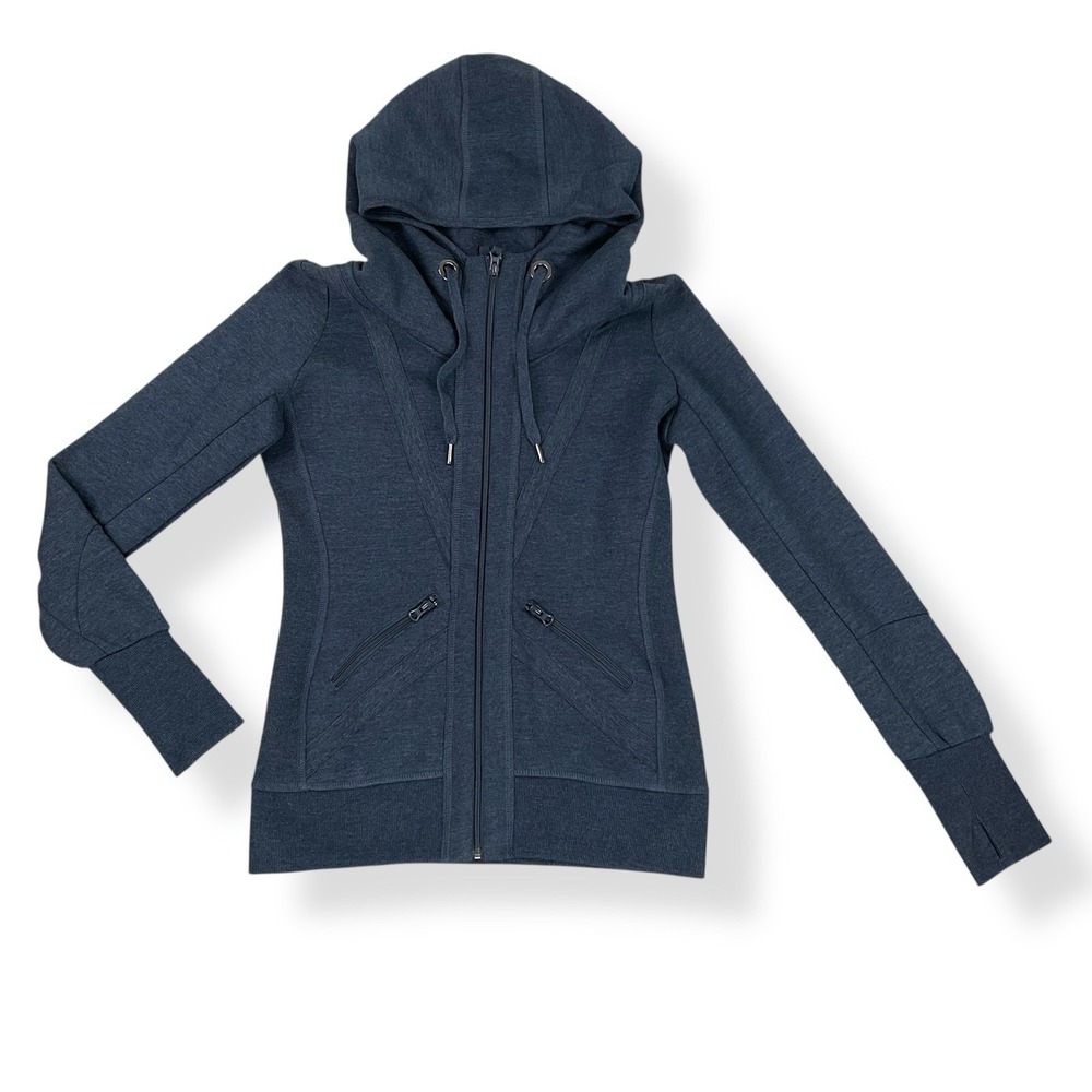 MPG Sport Jacket Women Medium Blue Long Sleeve Zip Hoodie Fitted Athleisure